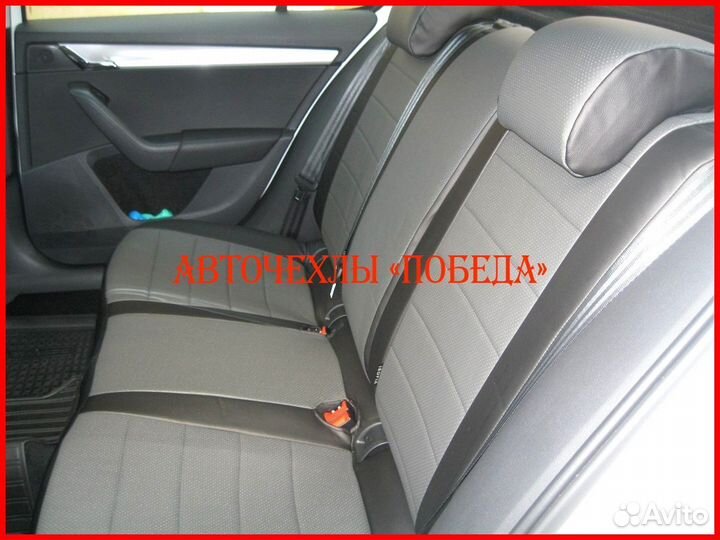 Чехлы Skoda Octavia A7 из экокожи чёрно-серые