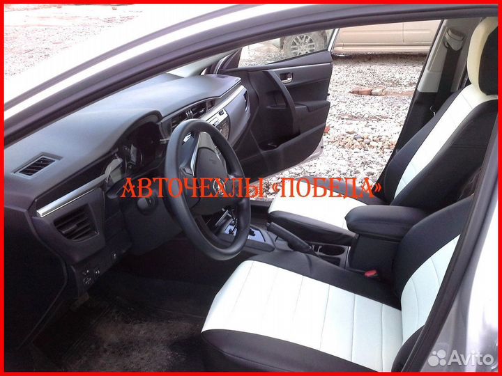 Чехлы Toyota Corolla 11 из экокожи чёрно-белые