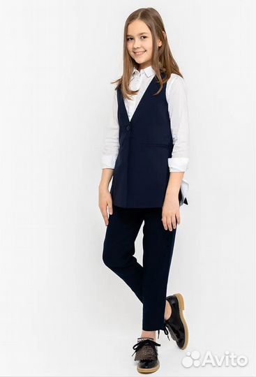 Синий удлиненный жилет Gulliver для девочки