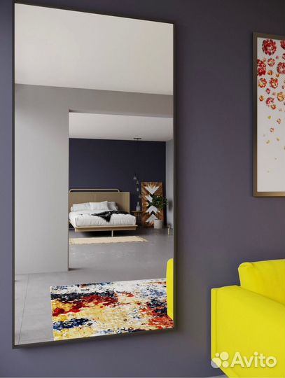 Зеркало прямоугольное в алюминиевой раме 100*150см