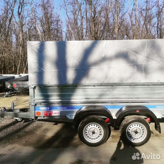 Двухосный прицеп с доп бортами и тентом