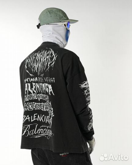 Лонгслив Balenciaga DIY Metal черный оверсайз