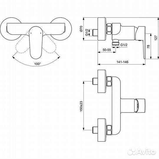 Смесит. душа хром Ideal Standard Tyria BC156AA