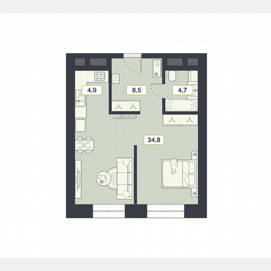 1-к. квартира, 52,9 м², 18/27 эт.