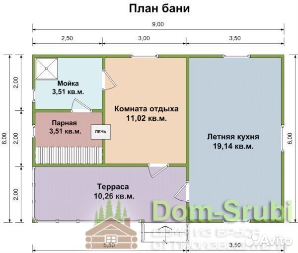Каменногорск. Хорошая Баня из бруса Б-17 (9х6)