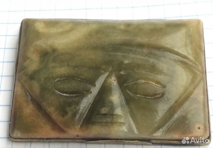 Брошь винтаж жадеит натуральный