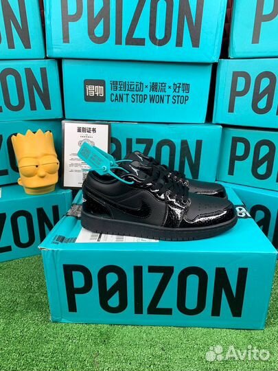 Nike Air Jordan 1 Low Black Croc Оригинал Poizon