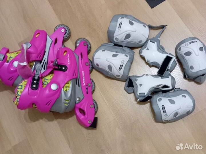 Ролики раздвижные 34-37 размер с набором защиты