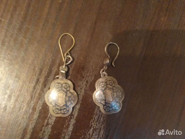 Браслет серебро кубачи, серьги, брошь СССР