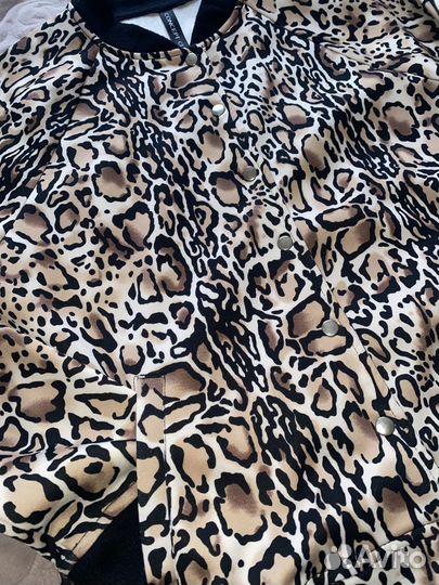 Бомбер lime / леопардовый