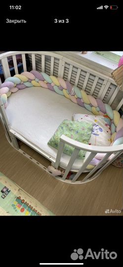 Бортик в детскую кроватку косичка