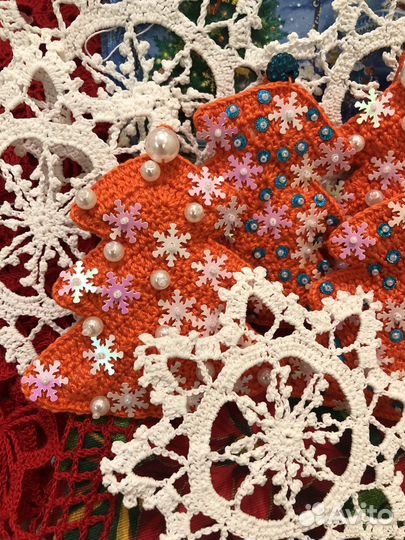 Набор вязаных елочных игрушек