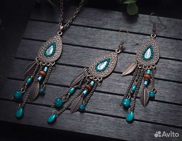 Серьги кольца кулон восточный браслет на плечо