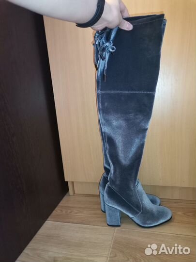 Ботфорты женские бархат 35 размер каблук новые
