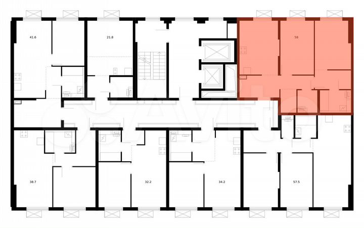 2-к. квартира, 58 м², 6/16 эт.