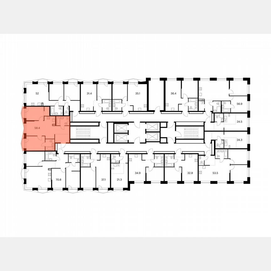 2-к. квартира, 58,4 м², 15/32 эт.