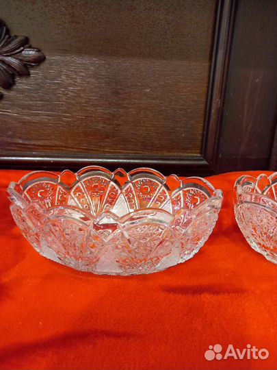 Хрустальная конфетница СССР Раритет,винтаж ручная