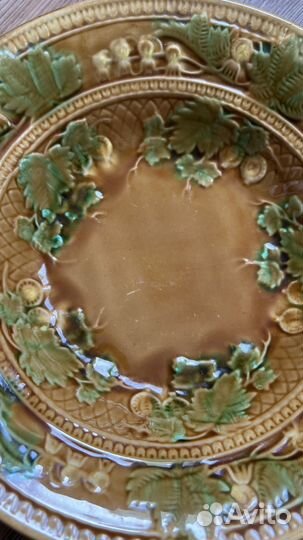 Тарелка блюдо сухарница виноград обливная керамика