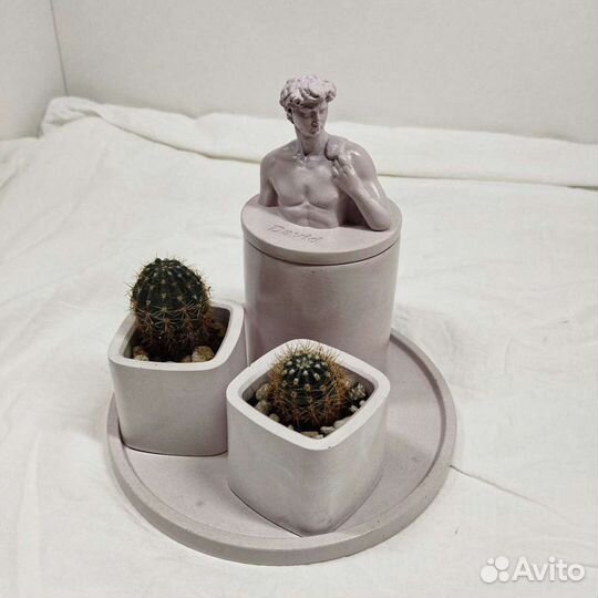 Кашпо для кактусов, суккулентов, свечей, из гипса