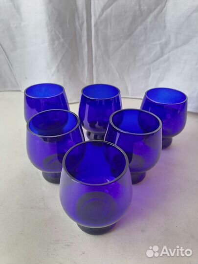Рюмка богемия синие стекло набор СССР
