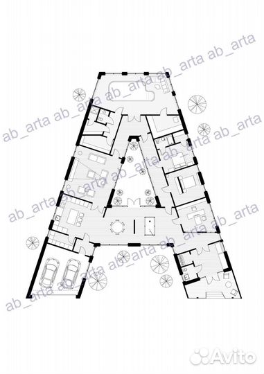 Картина постер без рамы, Арх графика буквы А4/А3