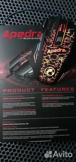 Игровая 3D мышь Apedra A7 Подсветка 7 кнопок Новая