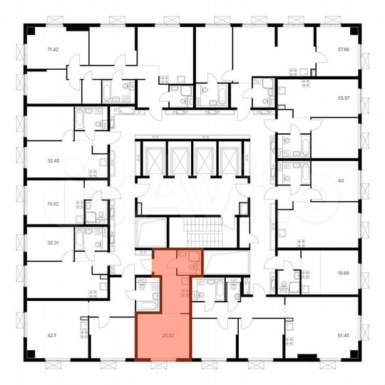 Квартира-студия, 25,5 м², 19/33 эт.