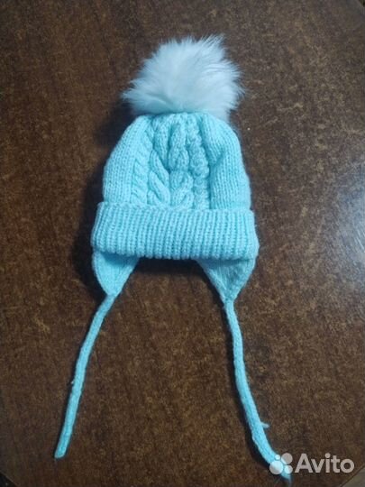 Шапка для новорожденного зима, ручная вязка