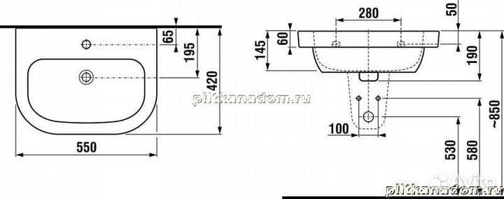 Jika Olymp 1061.2.000.104.9 раковина 55х42