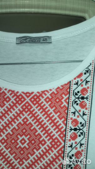 Футболка женская Натали народная вышивка имитация