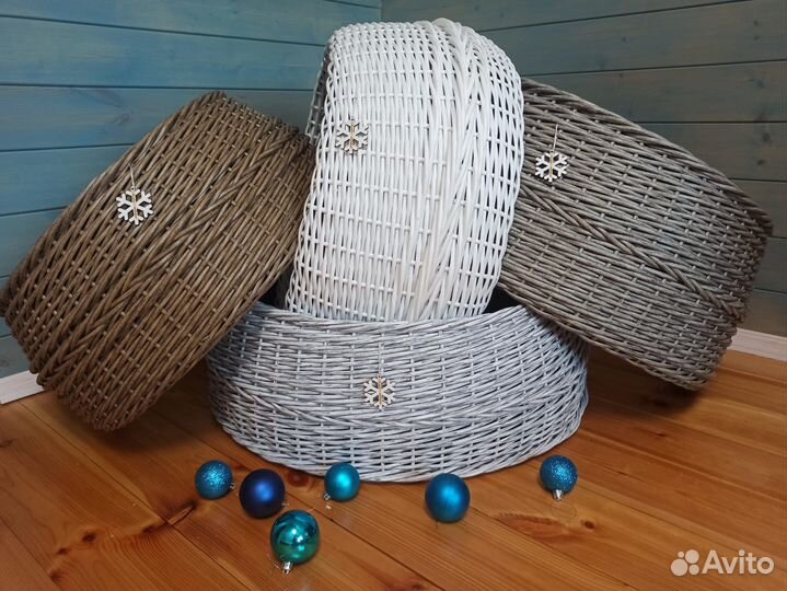 Юбка для новогодней елки, корзина, декор