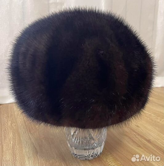 Берет женский норковый,темно-коричневый