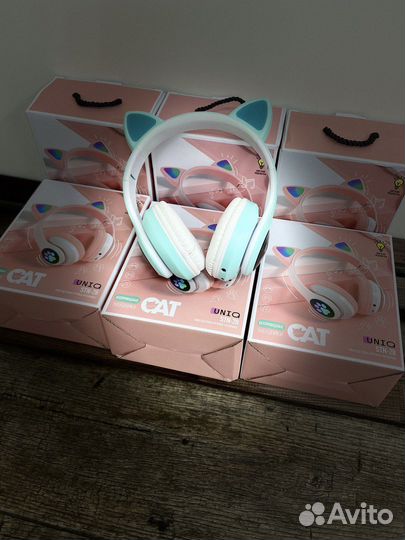 Детские беспроводные наушники с ушками кошки