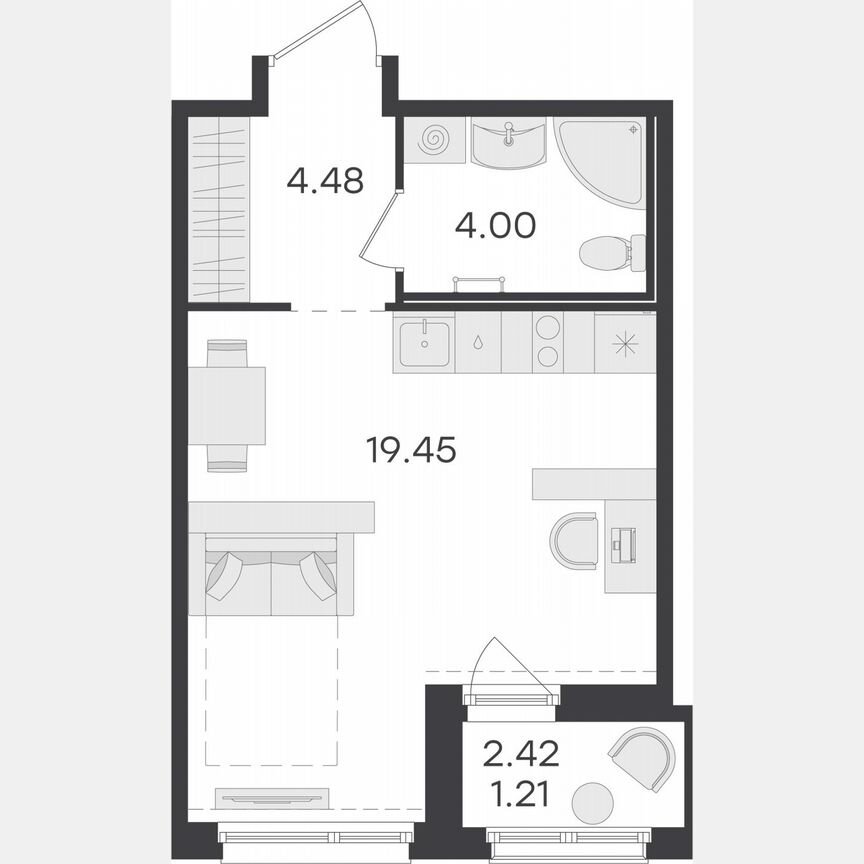 Квартира-студия, 29,1 м², 5/15 эт.