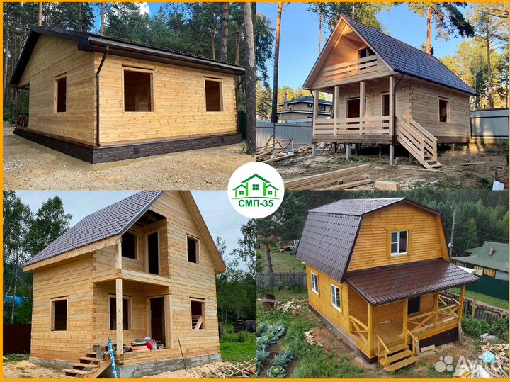 Дом из бруса под усадку. Сруб дома 3