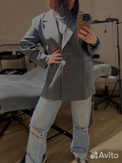 Пиджак серый оверсайз