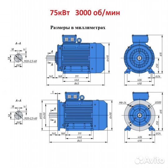 Электродвигатели 75кВт в наличии