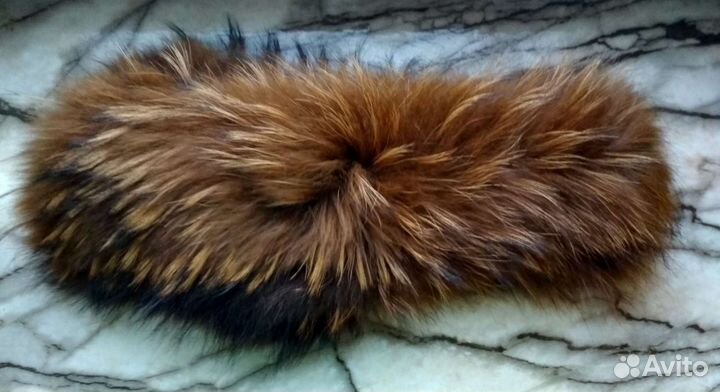 Меховой воротник на капюшон енот горжетка опушка