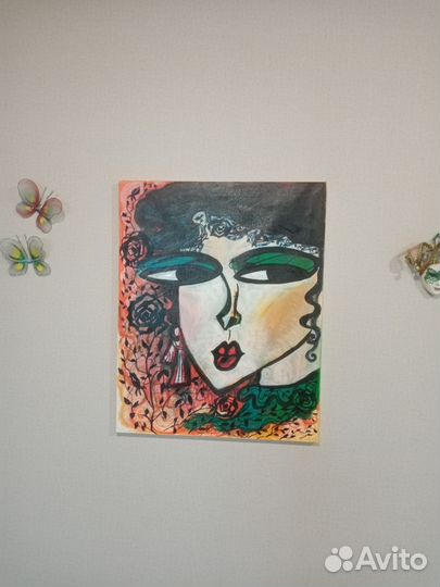 Картина абстракция, девушка