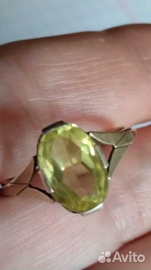 Серьги, кольцо СССР(корунд цитрина)