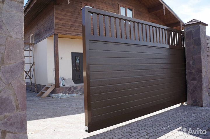 Откатные ворота под ключ с доставкой и установкой