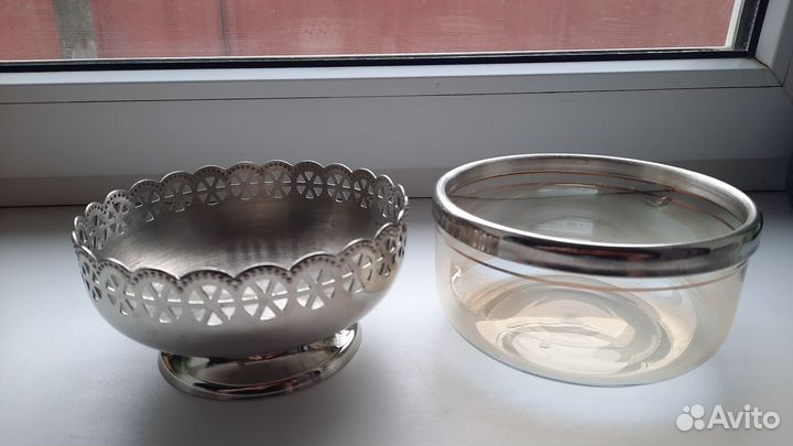 Хрустальная корзинка конфетница