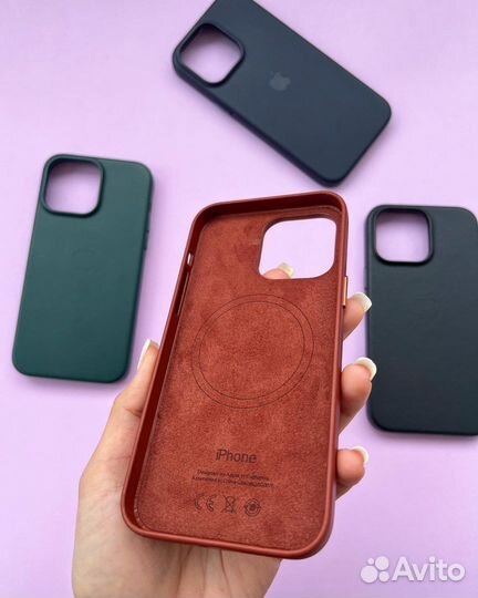 Кожаный чехол на iPhone 14 айфон 14 leather case