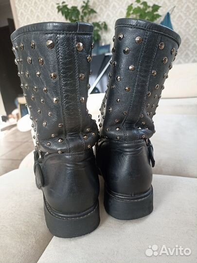 Утепленные кожаные полусапожки