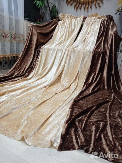 Бархатные двойные шторы,сваровски на 2 окна италия