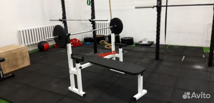 Скамья жимовая и штанга с блинами 38кг