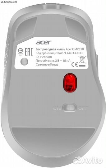 ZL.mcecc.033, Мышь Acer OMR310 Беспроводная серый