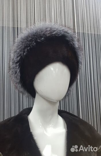 Шапка норковая с чернобуркой шн-61