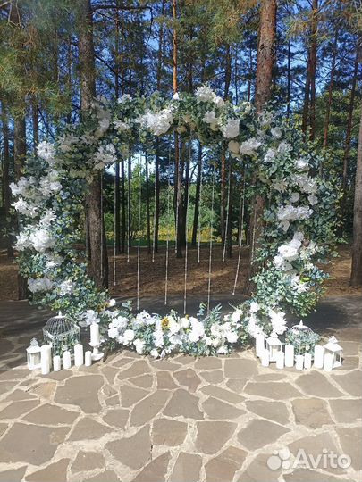 Арка на регистрацию, свечи, цветы, огни