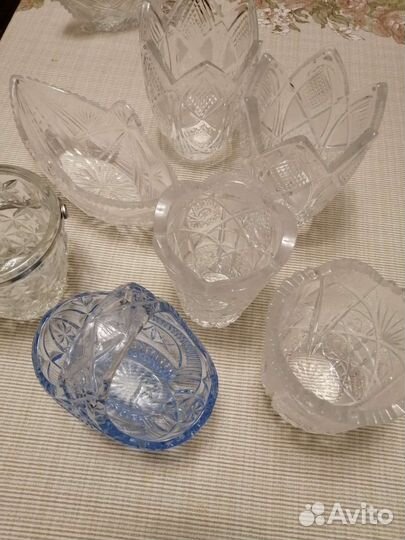 Хрустальная конфетница, ладья вазочка